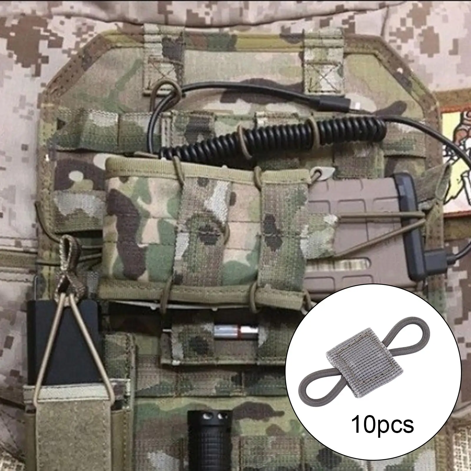 2xelastic 10pcs Molle Gurts chnalle für Ptt Antenne weit verwenden leicht grau