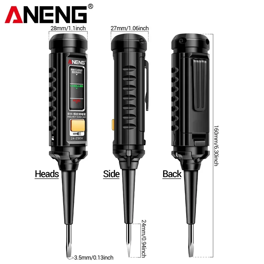 ANENG B15 pluma de prueba de inducción resaltar luz de Color profesional detección de voltaje CA herramientas de prueba de destornillador de electricista