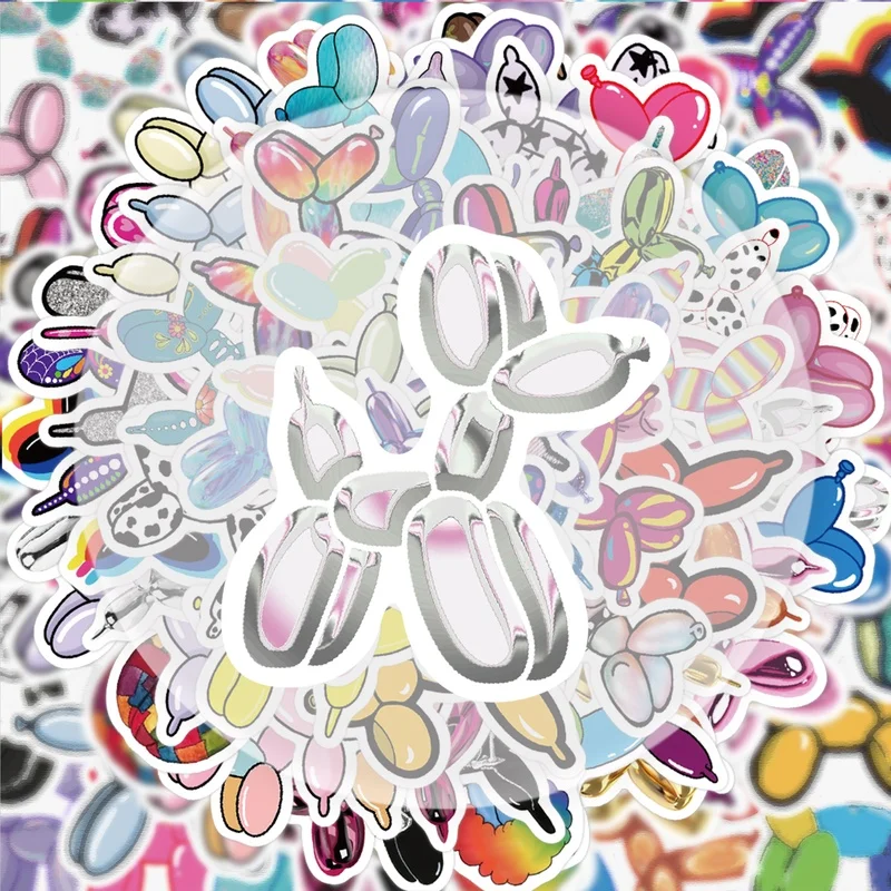 55 Pieces of Balloon Dog Stickers, Vibrant Sticker Decals Suitable for Water Bottles, Laptops, Phone Decorations, Suitcases, Skateboards, Guitars, Gift Boxes, Party Decorations