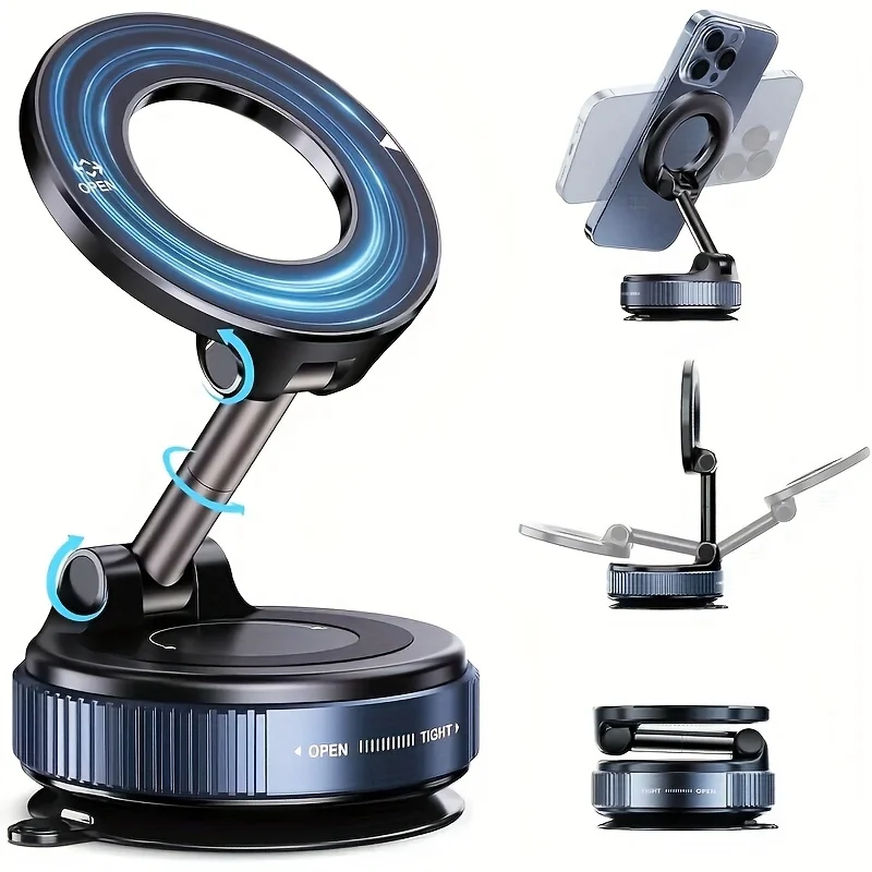 1/2 Stück K007 Magnetische Auto-Handyhalterung, faltbares Design, 360° °   Verstellbare Vakuumhalterung für Auto/Schreibtisch/Badezimmer/Universelle Anwendung