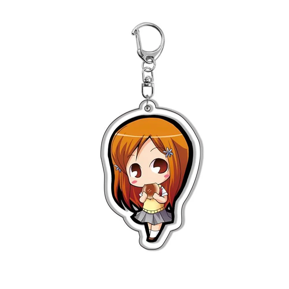 6cm Anime Bleach Acrylic Keychain Fashionable Bag Charming Kurosaki Ichigo Ishida Uryuu Handcuff Cartoon Figurines Keyring Gift