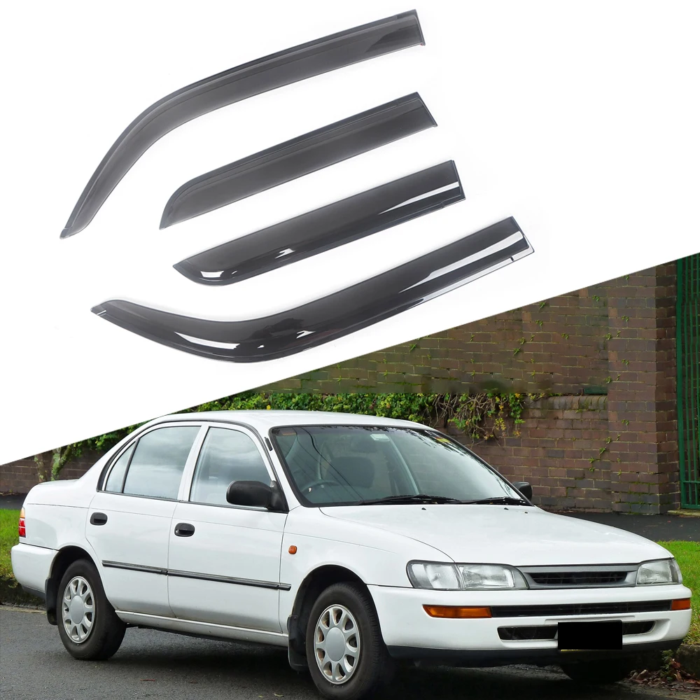 

For Toyota Corolla 1993-2021 Auto Side Window Wind Deflectors Visors Black Rain Guard Door Visor Vent Shade Dark Smoke Ventvisor