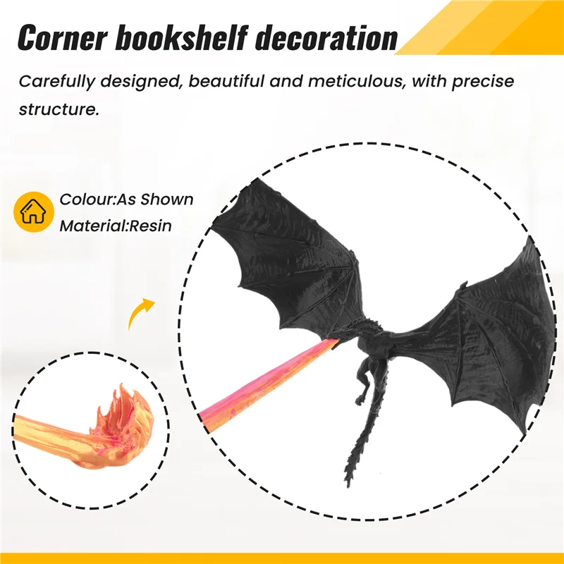 

N04R Dragon Flames Book Nook,Halloween Dragon Book Nook Dragon Bookends,Dragon Statue Ornament Book Nook, Dragon Bookshelf
