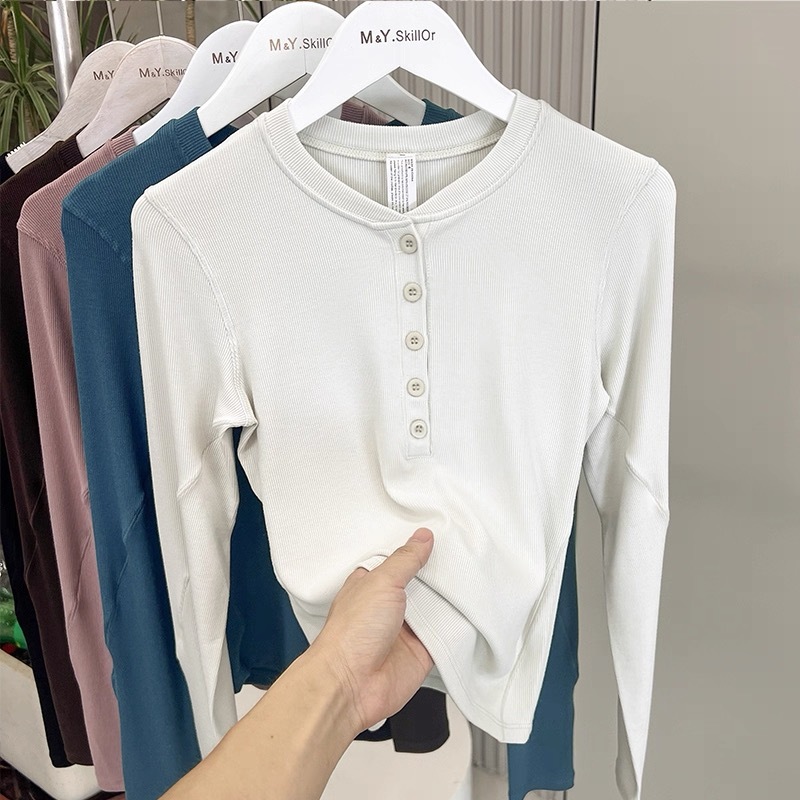  Women's Sports Top, Pilates Yoga Long-Sleeve Running Training Fitness T-Shirt, Tight-Fitting and Slimming 