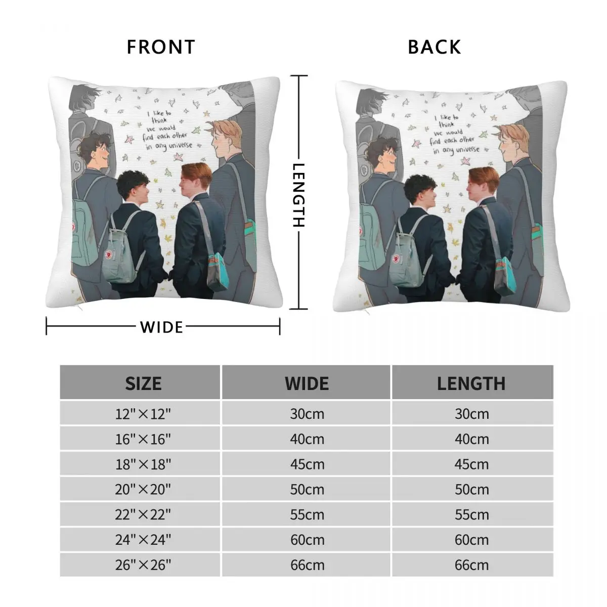 Heartstopper Nick And Charlie Square Pillowcase Polyester Linen Velvet Creative Zip Decorative Pillow Case Bed Cushion Case