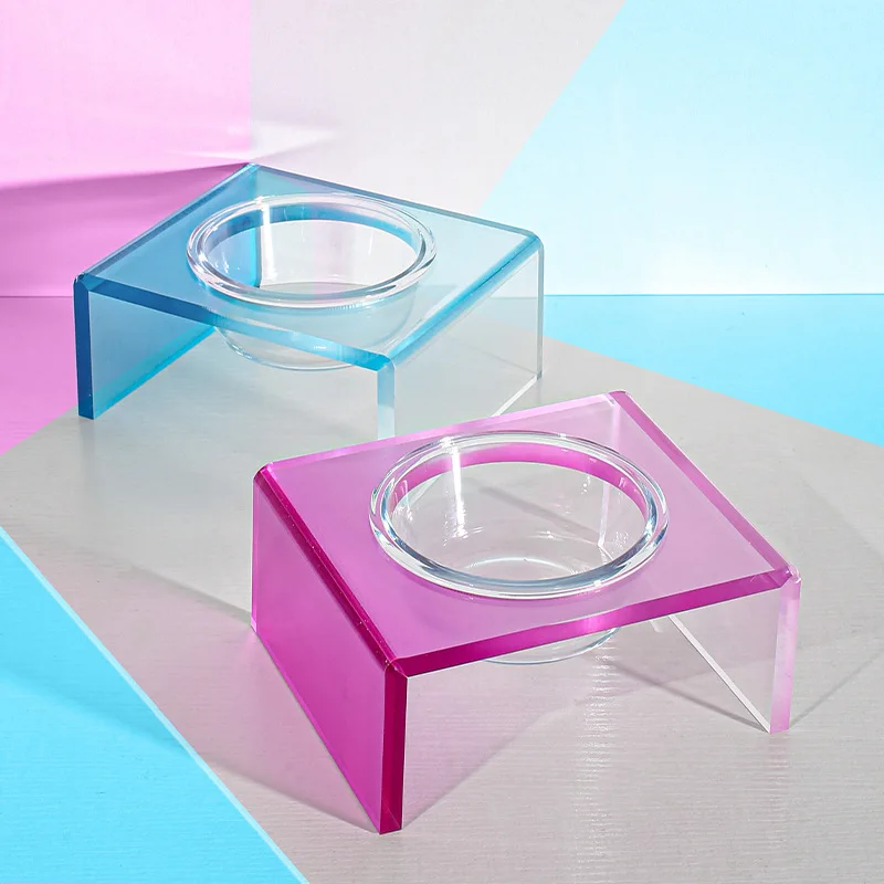 

1PC Naxilai Pet Dazzling Dining Table Acrylic Tall Cat Bowl Splash Proof Pet Feeding Rack Dog Bowl Pet Supplies