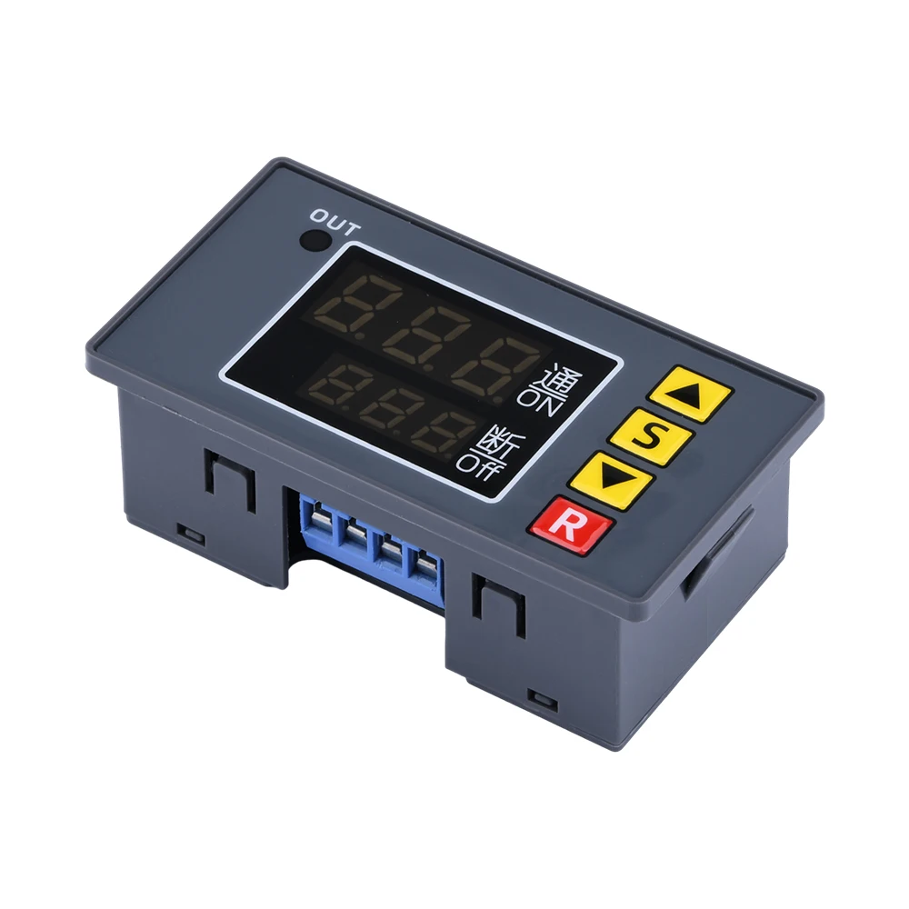 DC 12V AC 110V 220V Digital Time Delay Relay Dual LED Display Cycle Timer Control Switch Adjustable 0-999 Hours Adjustable Power