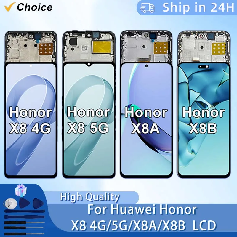 IPS For Huawei Honor X8 4G LCD X8 5G Display RKY-LX1 Touch Screen Digitizer Assembly For Honor X8A LCD X8B Screen Replace Parts