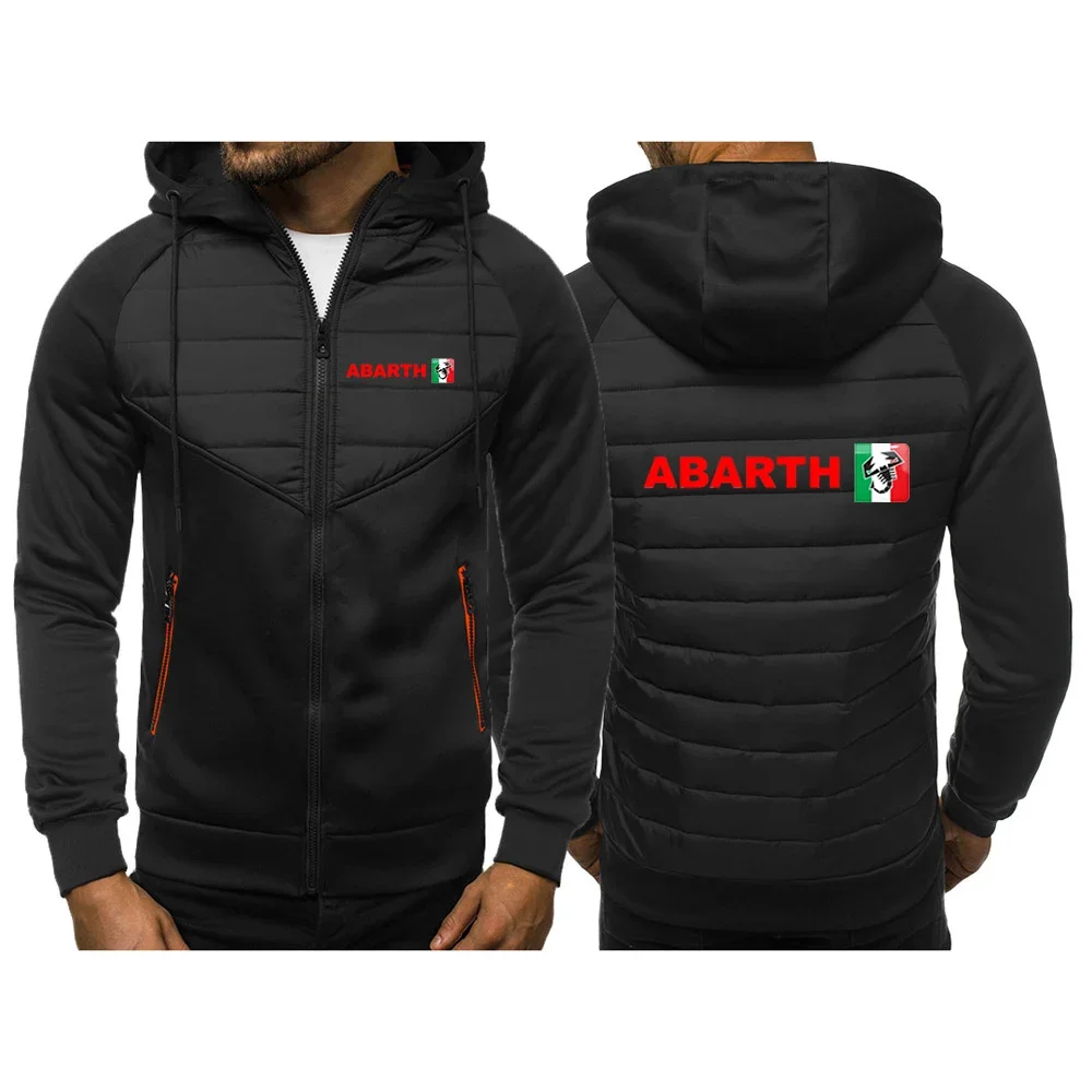 2024 Abarth Printing New Tricolor Hooded Jacket Spring and Autumn Men Comfortable Casual Slim Patchwork Zipper Long Sleeve Tops