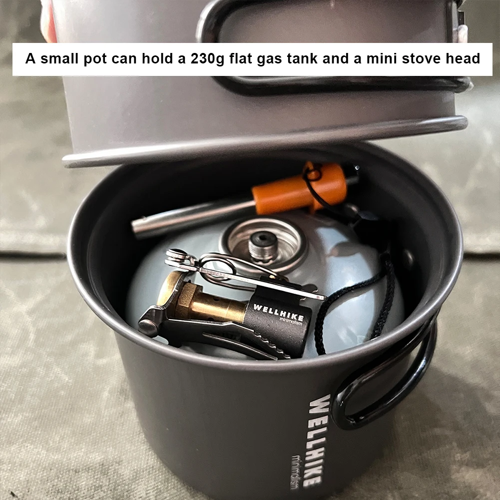 2 قطعة وعاء تجهيزات المطابخ التخييم مع مقبض أدوات المائدة السفر وعاء سبائك الألومنيوم الظهر وعاء والعتاد للرحلات التنزه #4