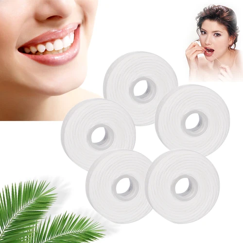 Imagen 2 del producto JOY DENTAL-carrete de hilo Dental para limpieza de dientes, hilo Dental para higiene bucal, cera de menta, 50m, 5 rollos
