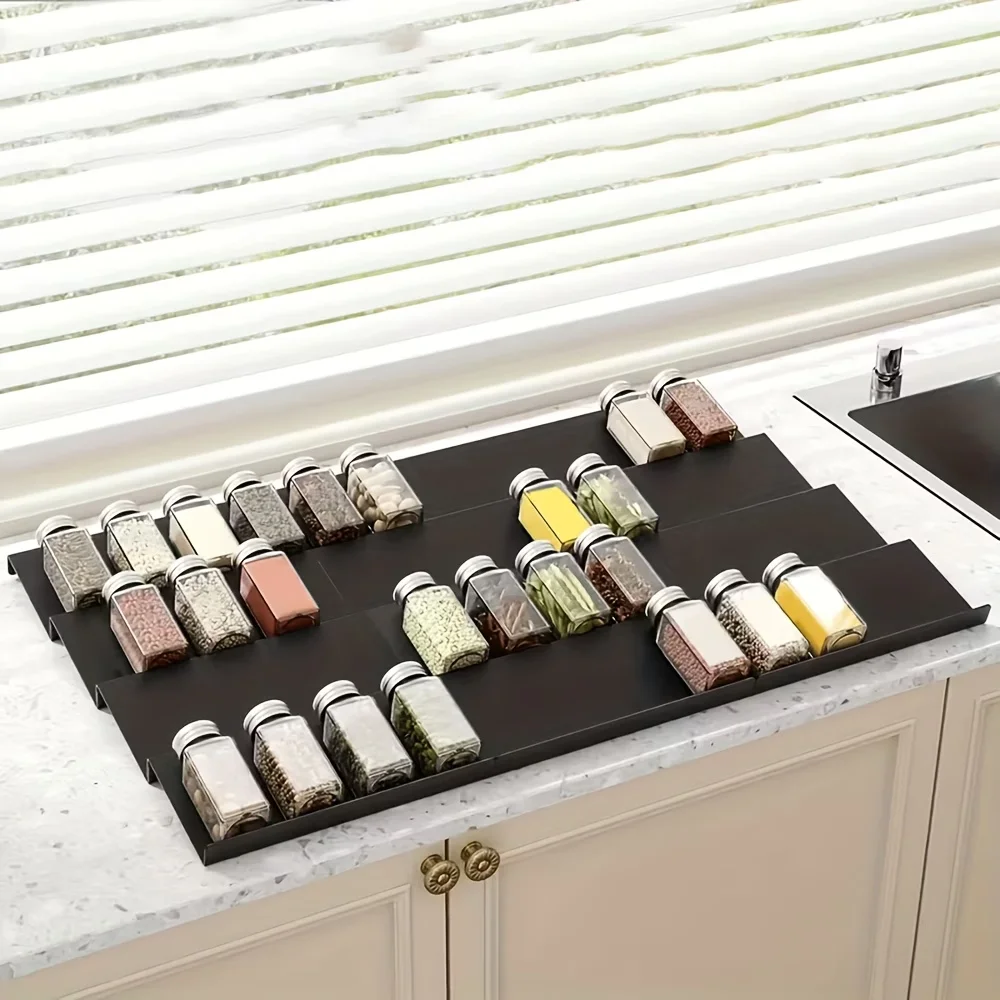 4/6/8pcs Pack of Free Combination Plastic Kitchen Spice and Condiment Storage and Display Stand, Drawer Stuff Organizer