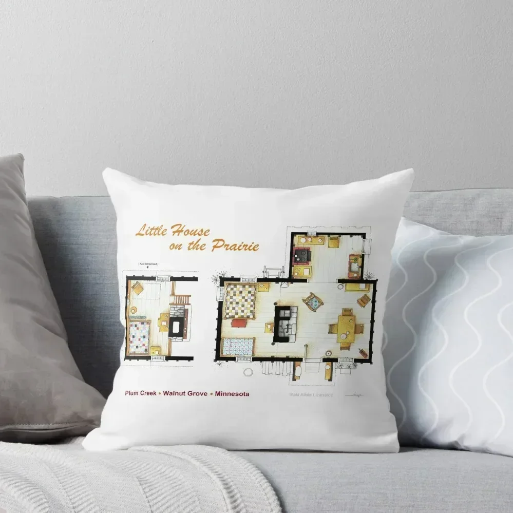 Floorplan of the LITTLE HOUSE ON THE PRAIRIE Throw Throw Pillow covers for pillows Couch Cushions pillow