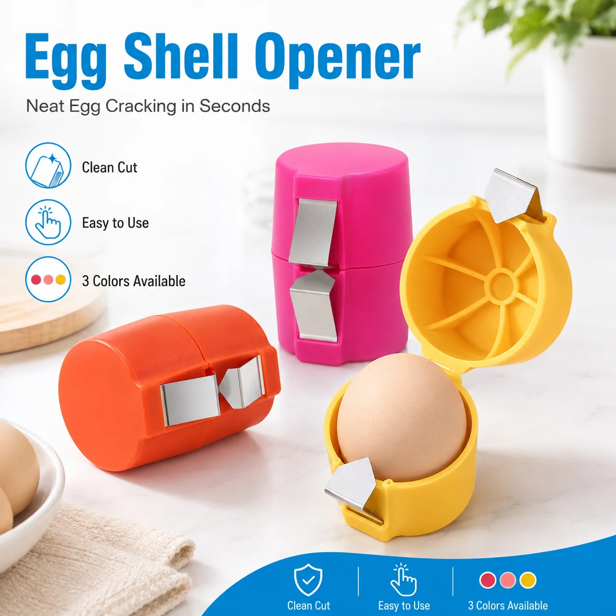 1PC Egg Shell Opener Stainless Steel Egg Topper Cutter Kitchen Egg Cracker Tool For Soft Boiled Eggs Breakfast Cooking Gadget