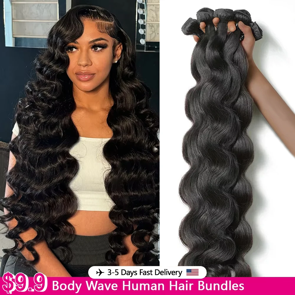 

30, 40 дюймов, объемная волна, необработанные 2 3, 4 пучка, индийские 100% необработанные человеческие волосы, волны, двойные нарисованные девственные пучки, плетение наращивания