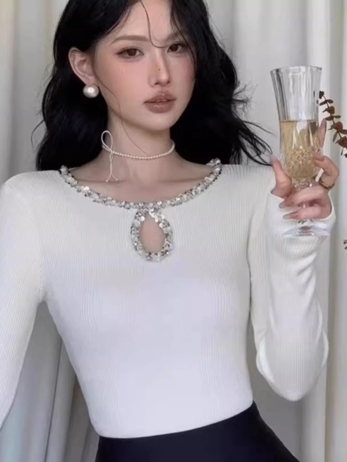 

Свитера Джемперы Пуловеры Женские трикотажные изделия с сексуальным узором Профессиональная деловая встреча BF Y2K Lady OL Работа для поездок на работу Fall Ins