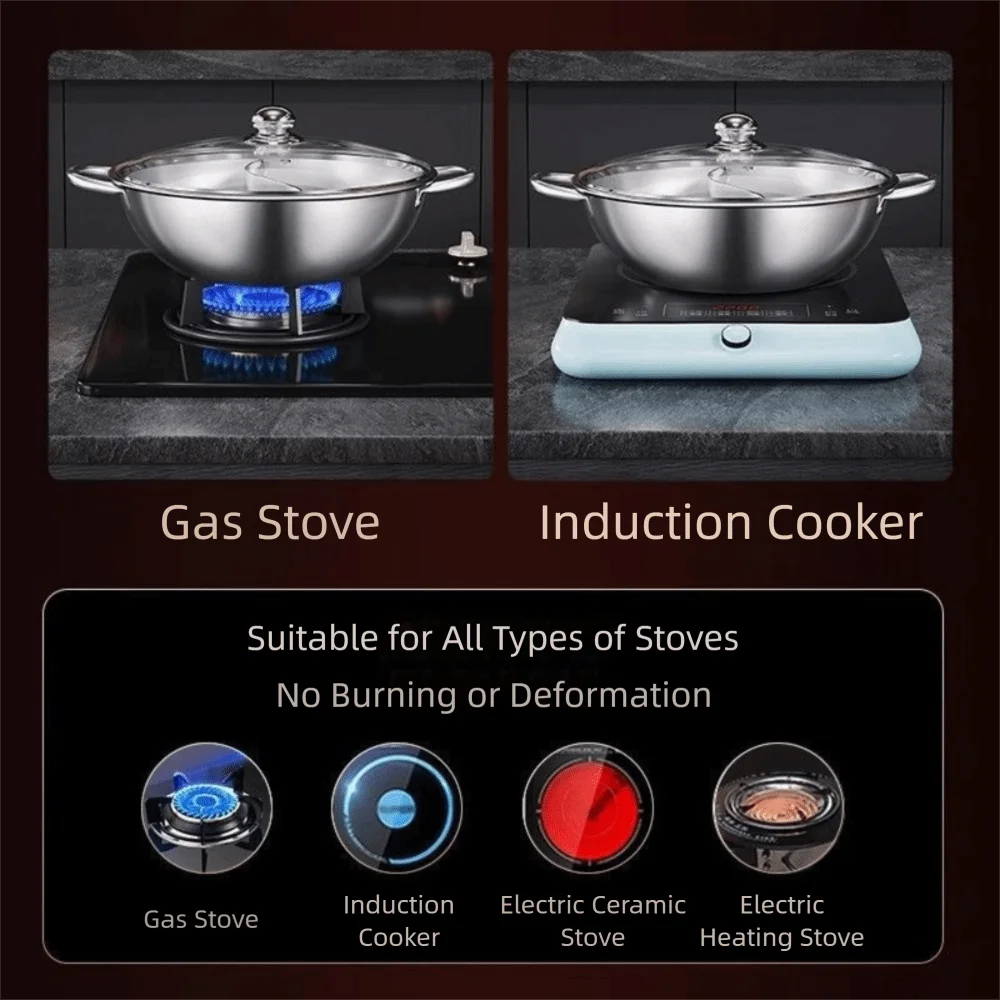 

Толстая кастрюля из нержавеющей стали, горячая кастрюля, утолщенная кастрюля, индукционная плита из нержавеющей стали, большая емкость без крышки, кастрюля