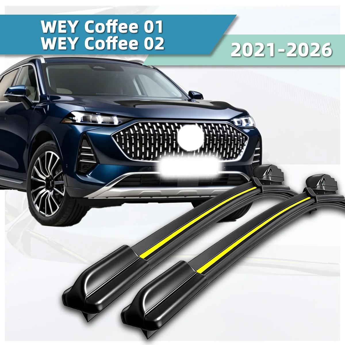 Passend für Great Wall WEY Coffee 01/WEY Coffee 02 (2021-2026) Scheibenwischer aus Naturkautschuk, geräuschlos, für die Windschutzscheibe vorne