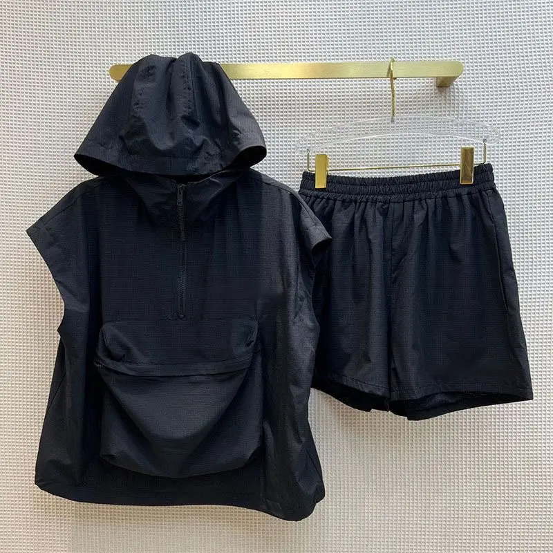 

Large Size 300 Pou Hong Kong Sle Summer Hoodie Svel Casual Sports Set Men's Vest orts Two-Piece Set Teenage Size