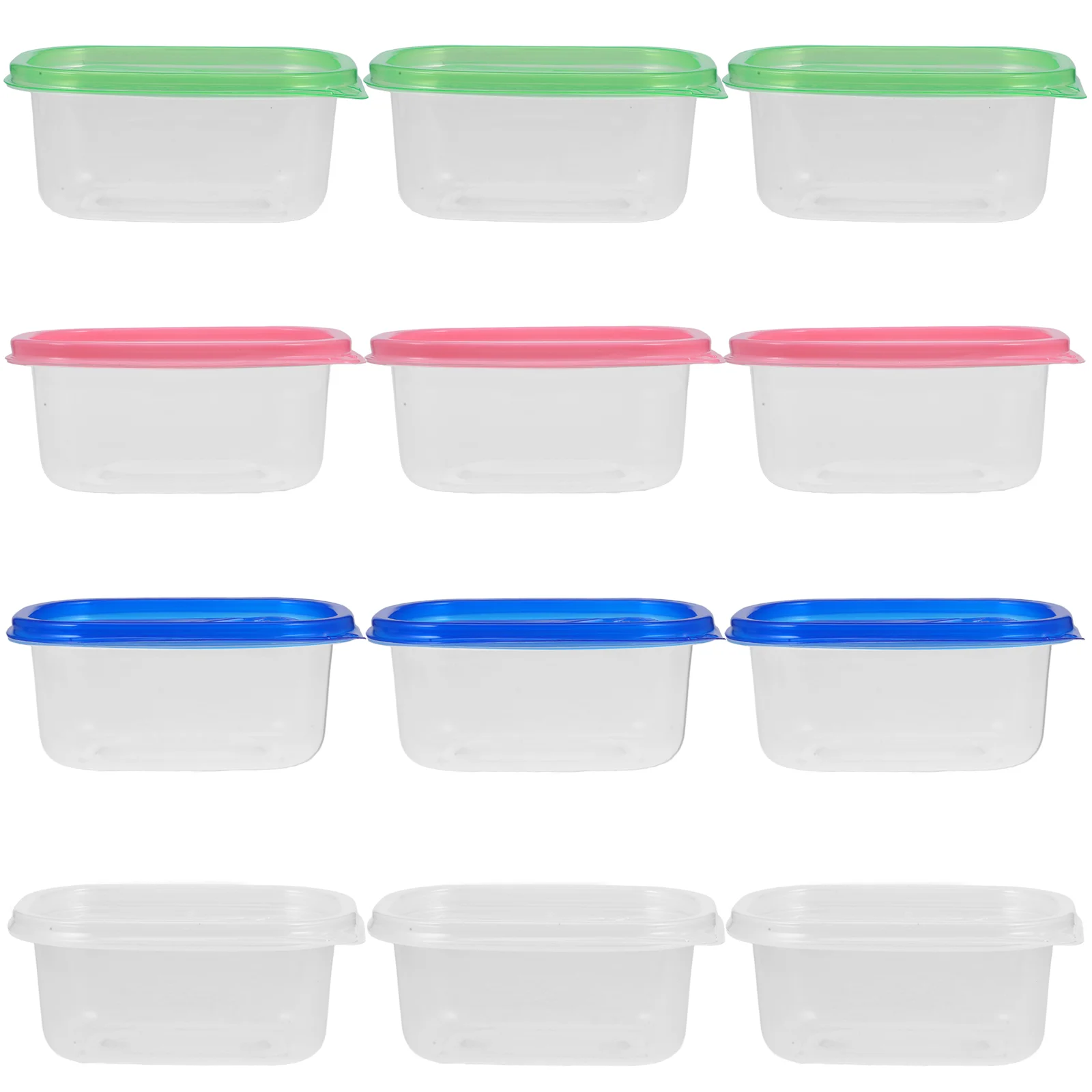 12pcs 280ML Rectangular Plastic Lunch Boxes Disposable Food Container Kitchen Sealed Box for Fruit Cake(Green and Blue and