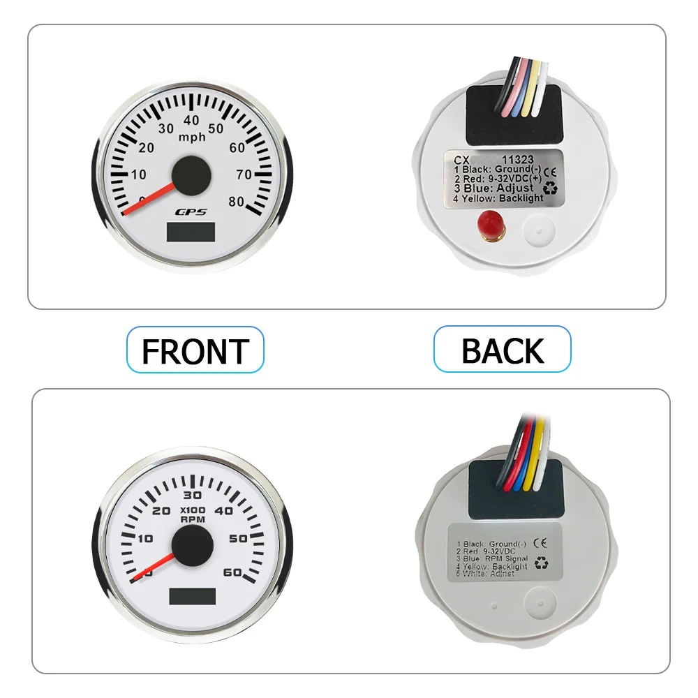 Universal 52mm GPS Speedometer 0-60MPH 0-80mph 120MPH + 3000RPM 6000RPM 0-7000RPM Tachometer with Backlight 12V 24V