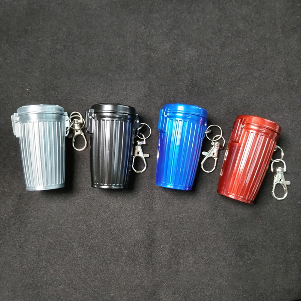 1Pcs Mini Portable Ashtray with Lid Aluminum Storage Tube Windproof Cigarettes Ashtray with Keychain Ash Holder Outdoor