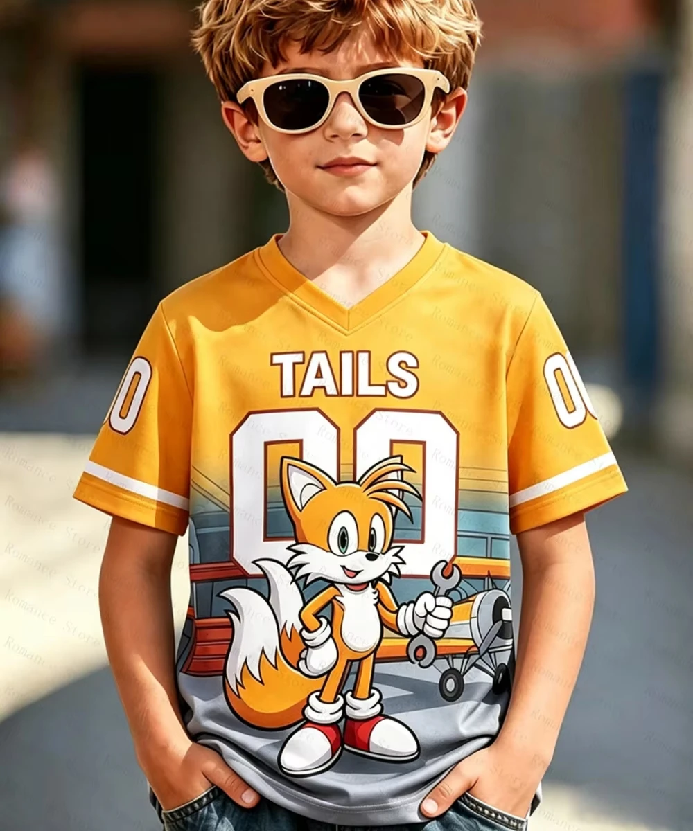 2026 Sonic The Hedgehog Kinder T-Shirt Jungen Mädchen Cartoon-Print Kurzarm Sporttrikot Familien-Matching Sommer Freizeit T-Shirt Oberteile – Detail 7