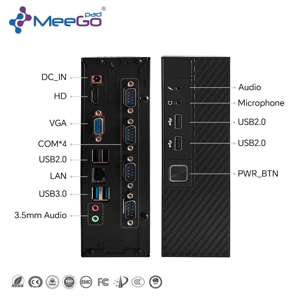 Fanless Industrial Mini PC Intel N100 4 COM RS232 VGA HD 6USB DDR4 M.2 NVMe Embedded Desktop Computer Win11 Linux Mini PCS