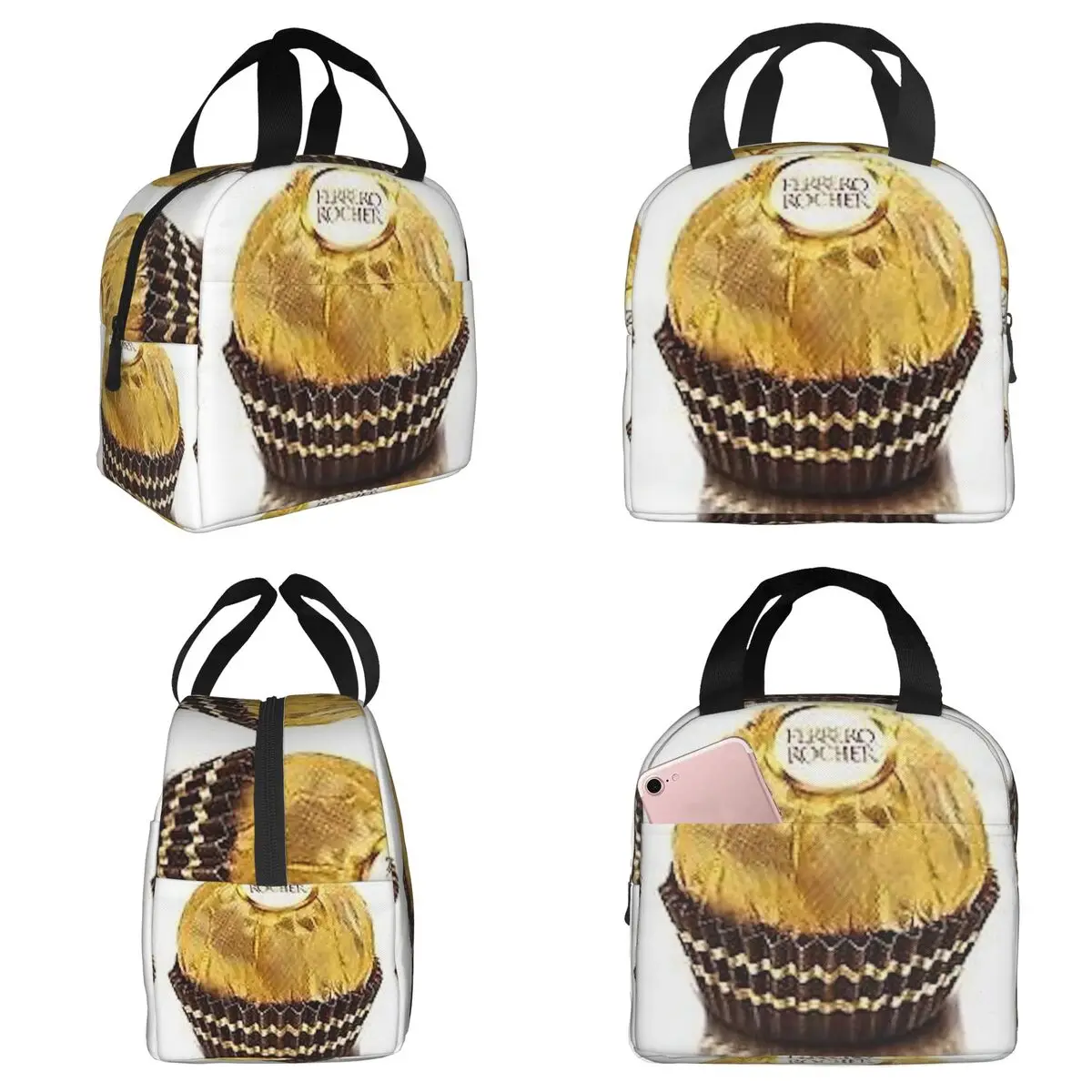 Bolsa Térmica para Almuerzo Ferrero Rocher para Niños, Lonchera Escolar, Caja Térmica para Alimentos, Bolsa de Transporte Portátil para Loncheras