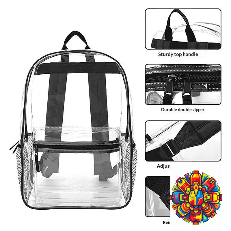 Clear PVC Transparent Backpack Waterproof 1Pcs Stadium Approved for Baseball Sports Concerts Travel Use