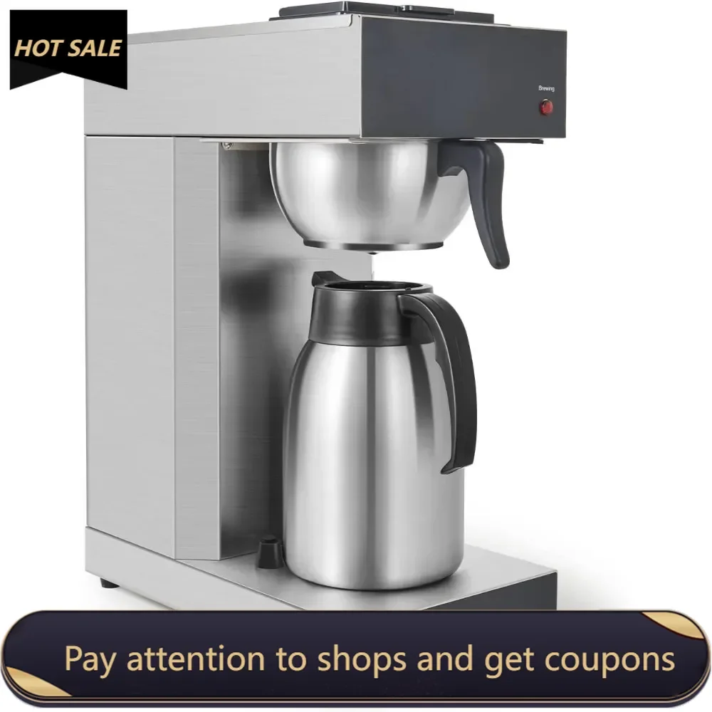 

Commercial Coffee Makers 12 Cup, Drip Coffee Maker Brewer with 74Oz thermal carafe, Coffee Pot Stainless Steel Cafetera