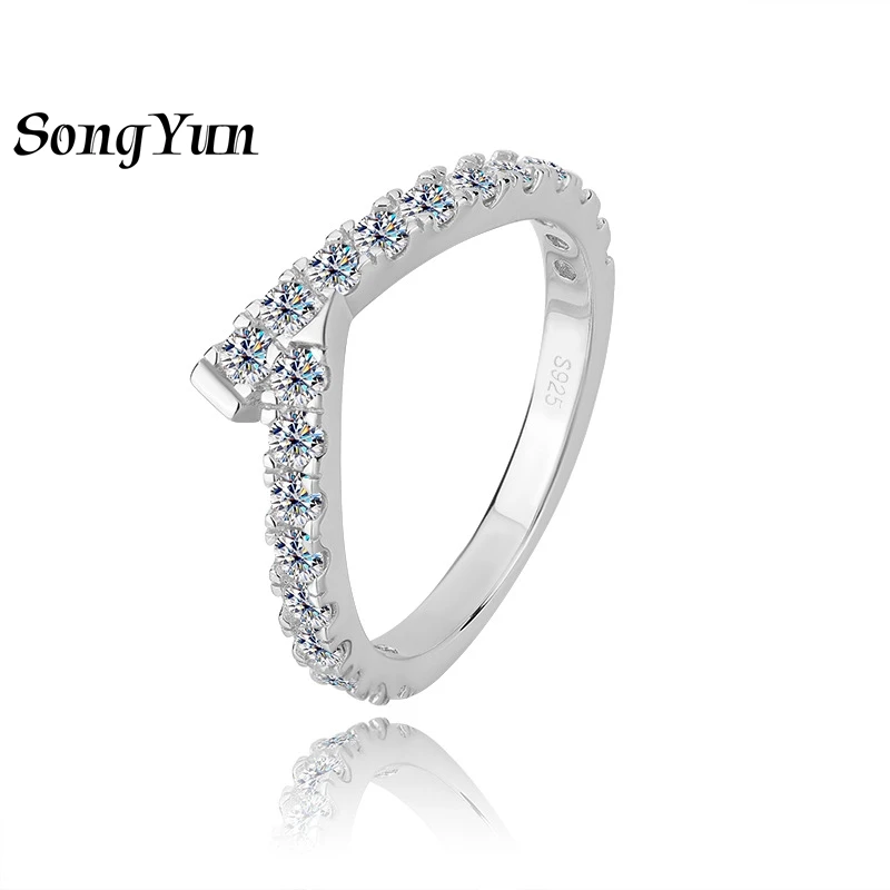 

SY Brand Jewelry 925 Sterling Silver Ring White Gemstones Wedding Ring for Women 18K Real Gold Plated Patent s925 Jewelry