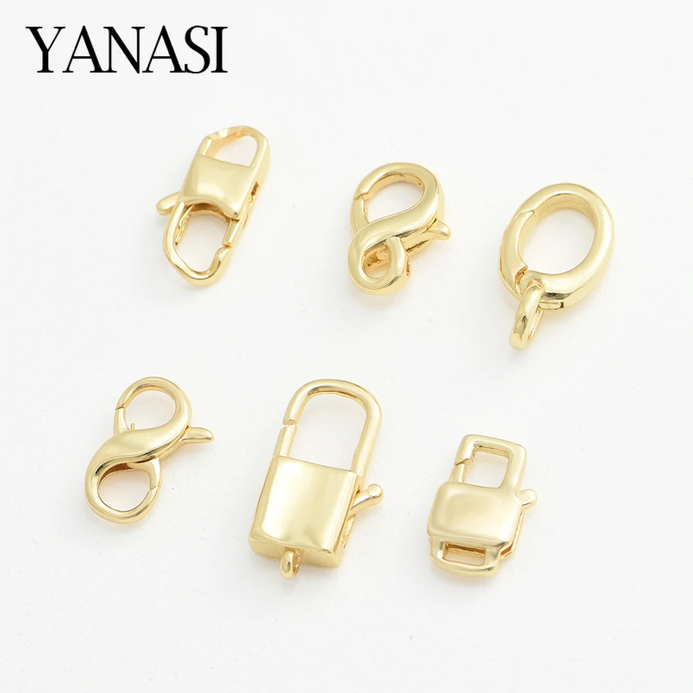 1PCS Multi Style 18K Gold Plated Brass Lobster Clasps For Charms Pendants For Jewelry Making Supplies Accessories Wholesale