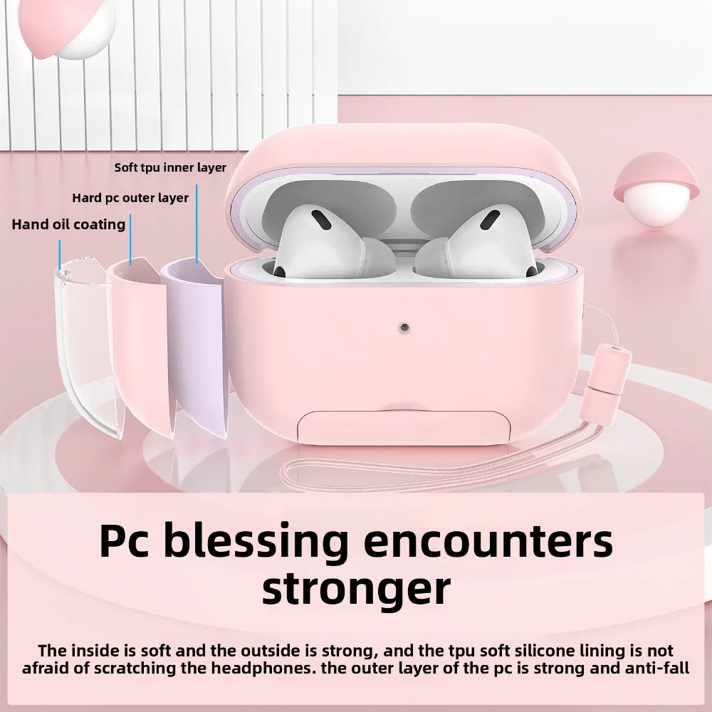

For Apple AirPods 4/Pro 2 - Solid - Color Protective Case with Magnetic Stand for Bluetooth Earphones