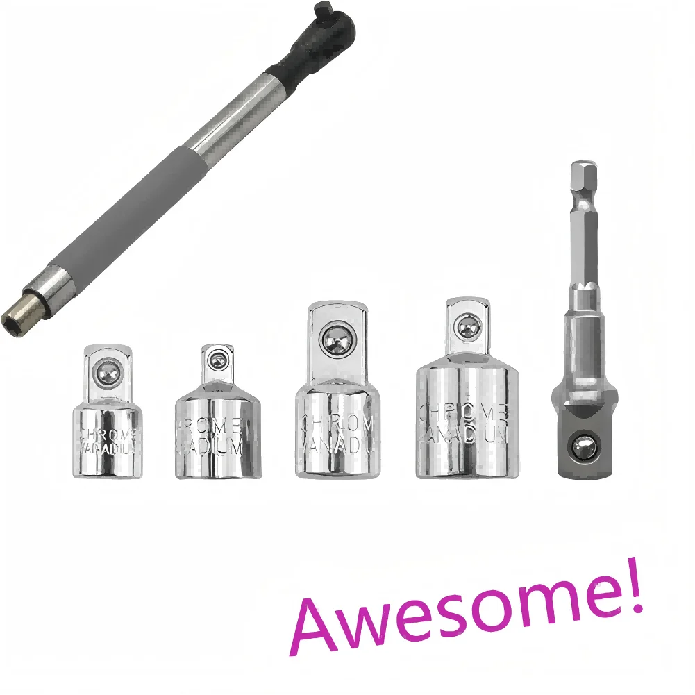 NEW Offset Extension Wrench Set Electric Drill Spanner Forward Reverse Easy To Operate 4 Socket Adapters for Automotive Repair