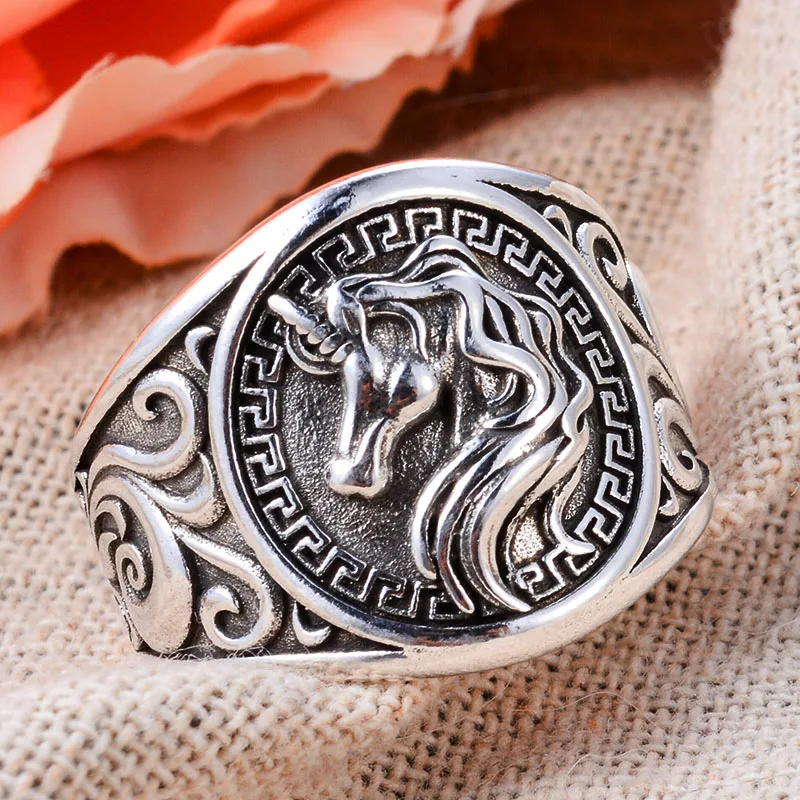 Original Jewelry Trendy Horse Animal Design Retro Thai Silver Ladies Rings For Women Christmas Gifts Accessories