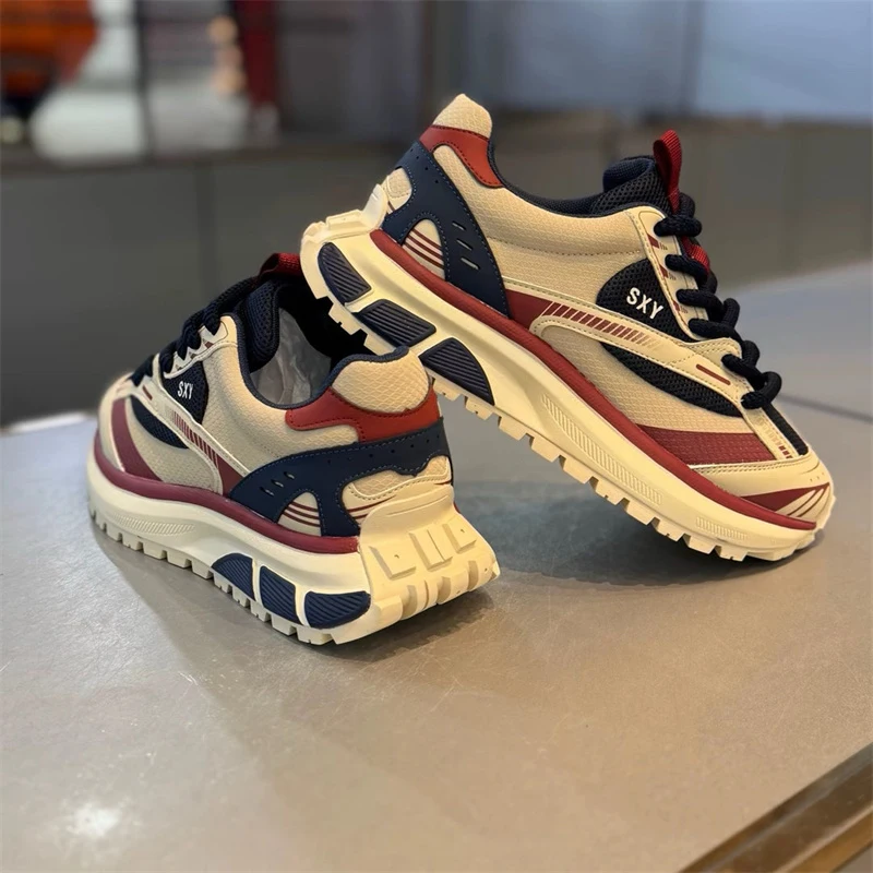 

Height increasing and slimming Forrest Gump shoes for men and women, retro contrasting color splicing, thick sole cushioning, li