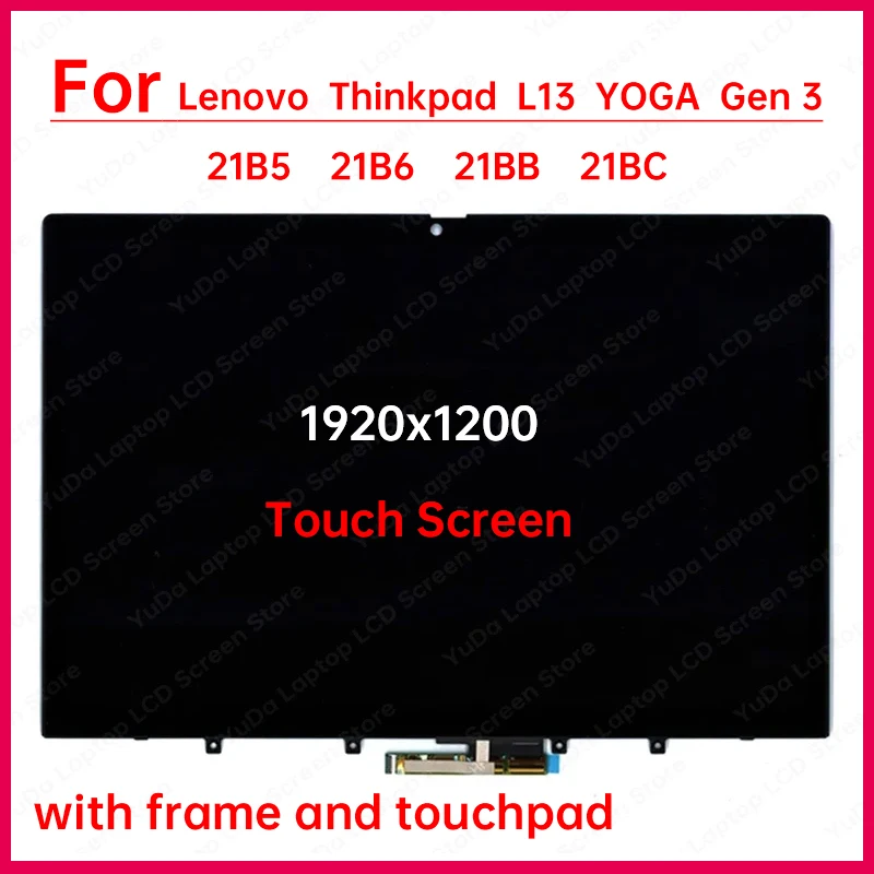 13.3 Inch Touch Screen For Lenovo Thinkpad L13 Yoga Gen 3 21B5 21B6 21BB 21BC LCD Display Digitizer+Bezel Assembly Replacement