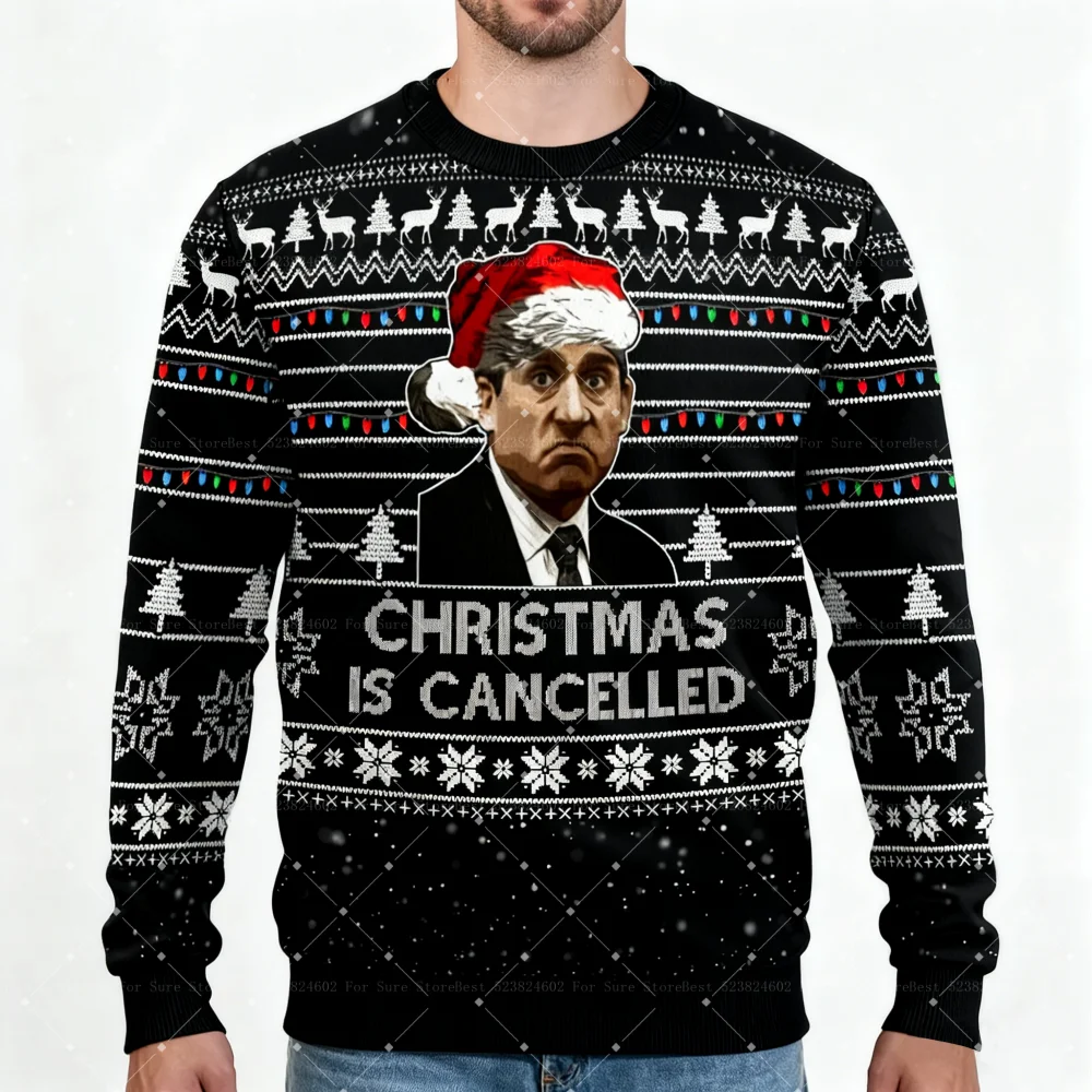 كاذبة المكتب القبيح عيد ميلاد سعيد سترة 2026 موضة جديدة الرجال حجم كبير قناع السترة القمم الشتاء النساء البلوز #2