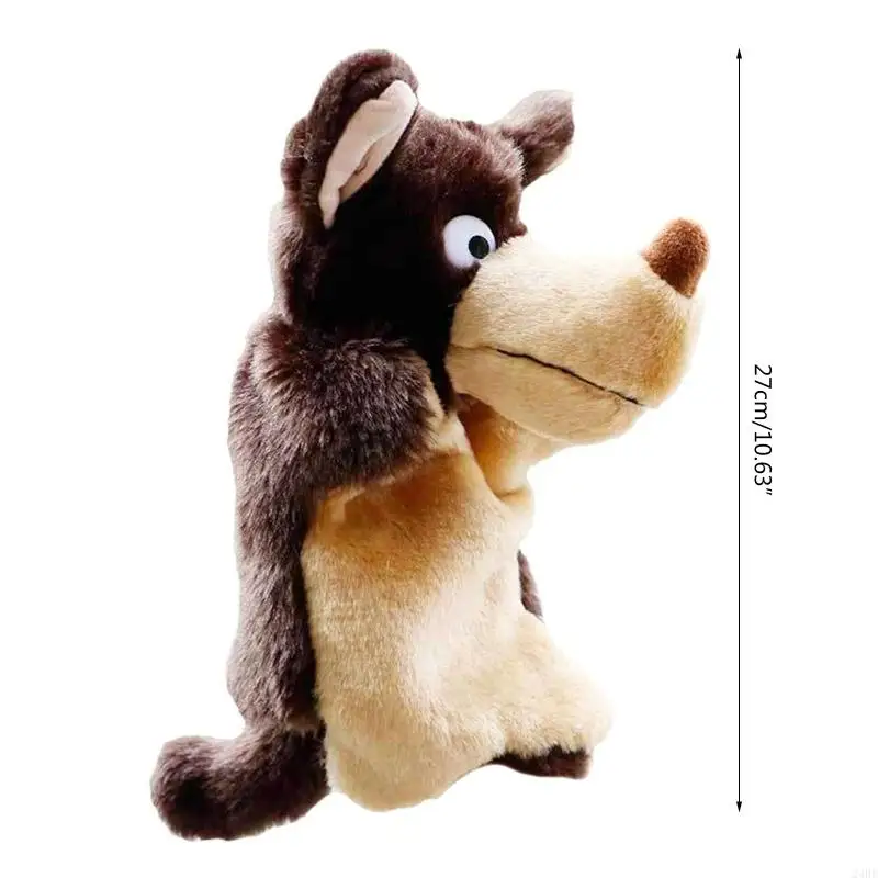 24BE Wolf Hand Puppet for Kids Plush Puppet Toy for Storytelling and Role-Play