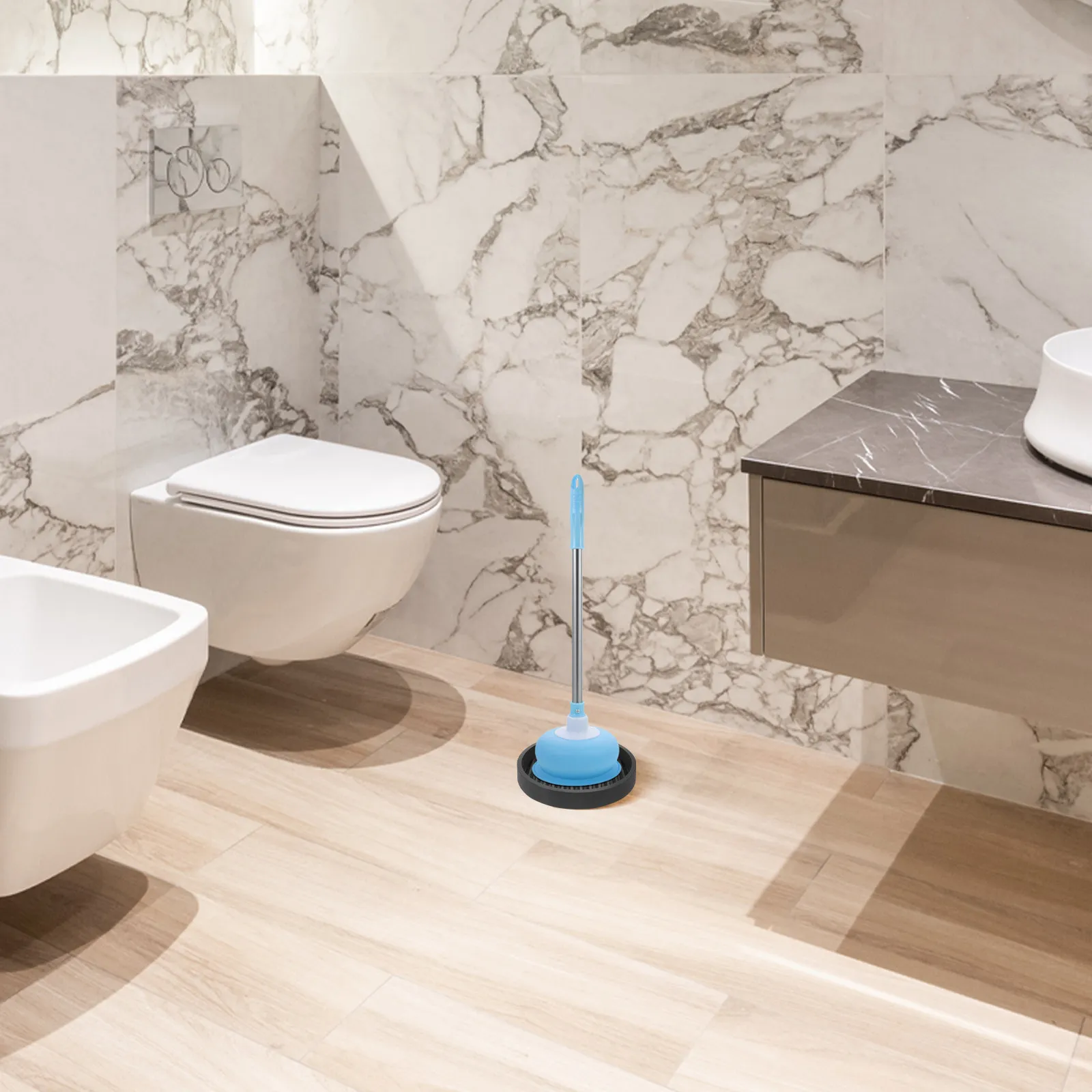 

Набор: вантуз для унитаза, поддон для сбора воды и сушильная подушка. Простой дизайн, сборщик капель воды, поддон для хранения вантуза, нескользящее основание.