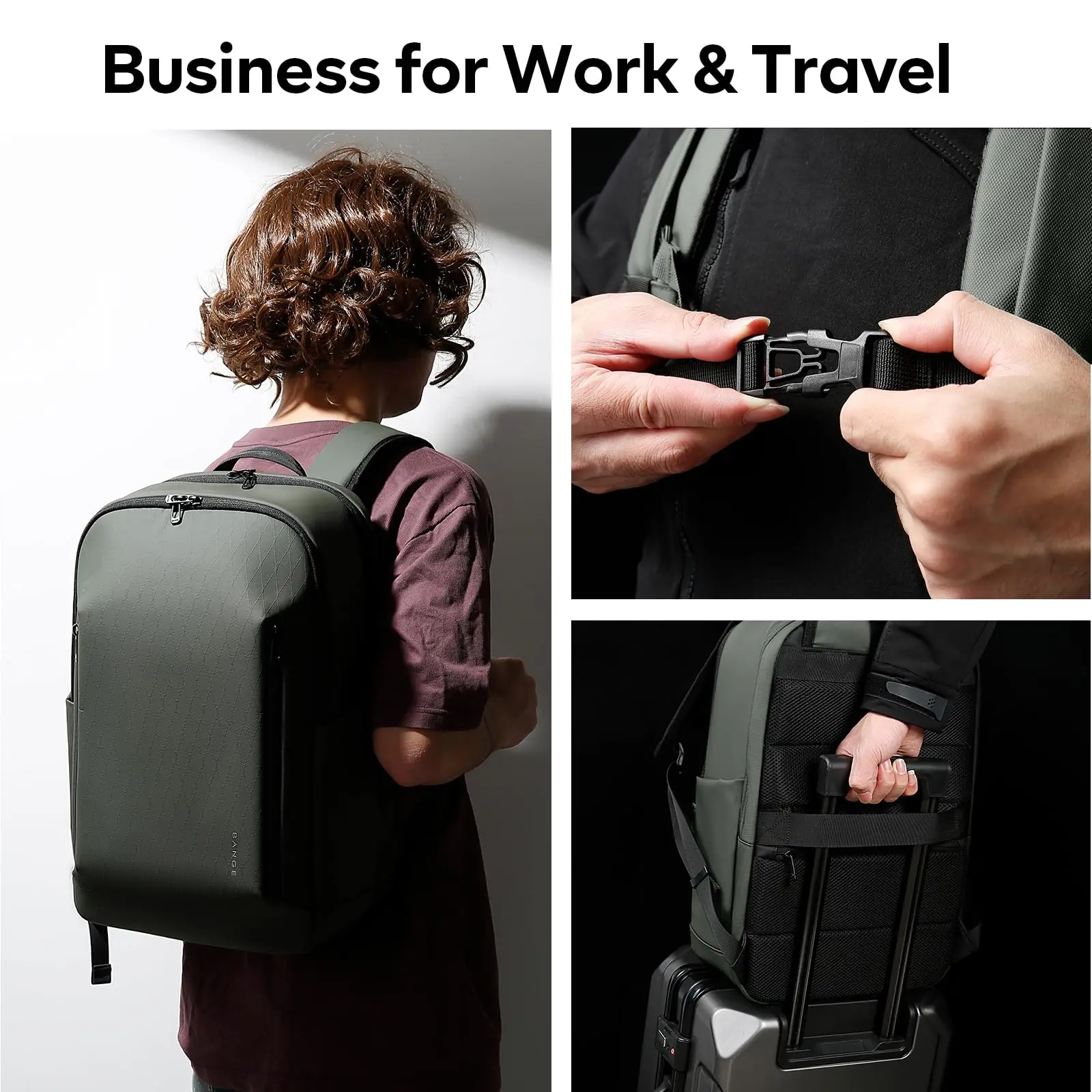 بانج أزياء بسيطة تصميم المرأة على ظهره مكافحة سرقة 15.6 بوصة محمول على ظهره للماء حقيبة السفر حقائب الظهر المدرسية #6