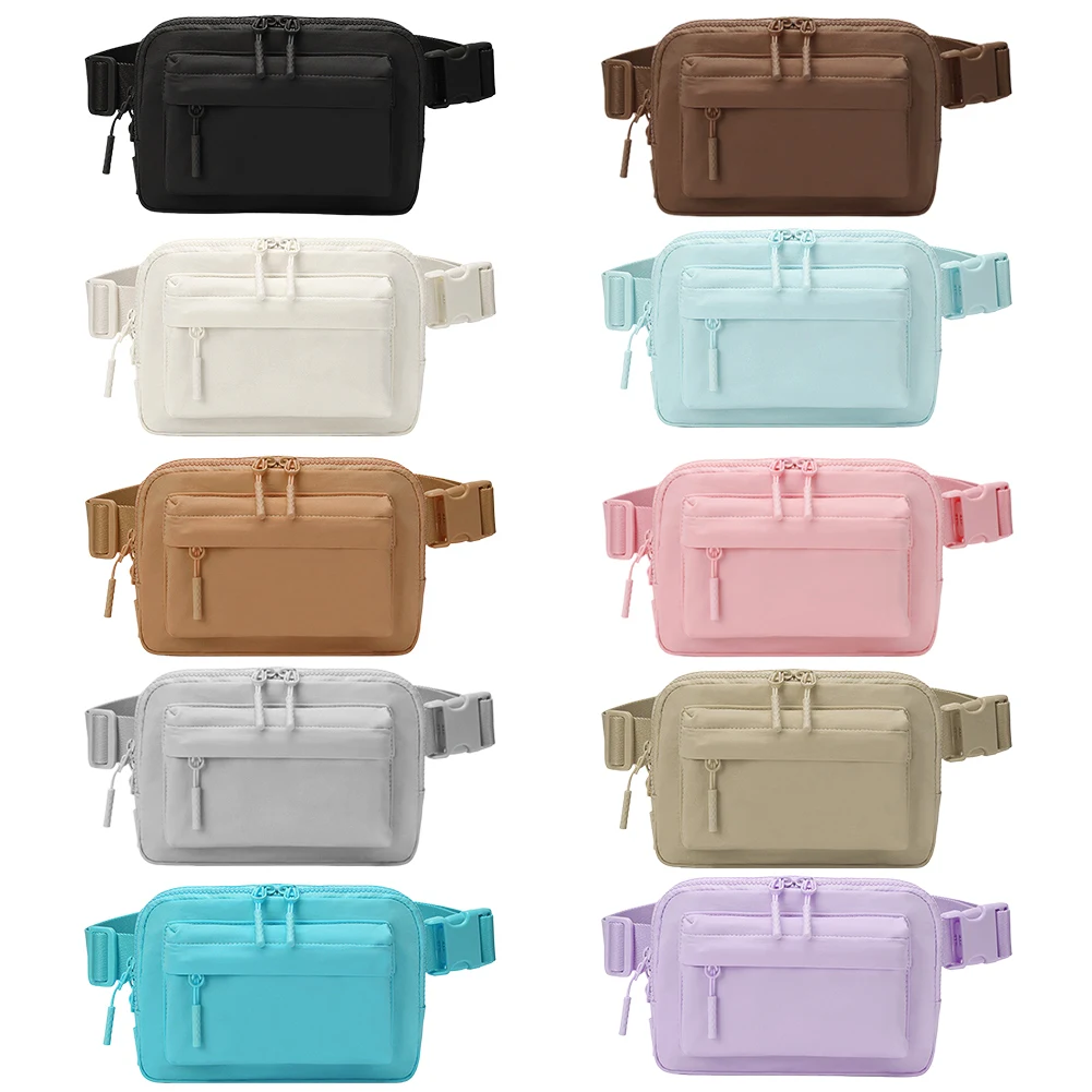 Saco de cinto de nylon impermeável, grande capacidade, pequeno saco crossbody monocromático, correndo saco de peito, alça ajustável para esportes ao ar livre