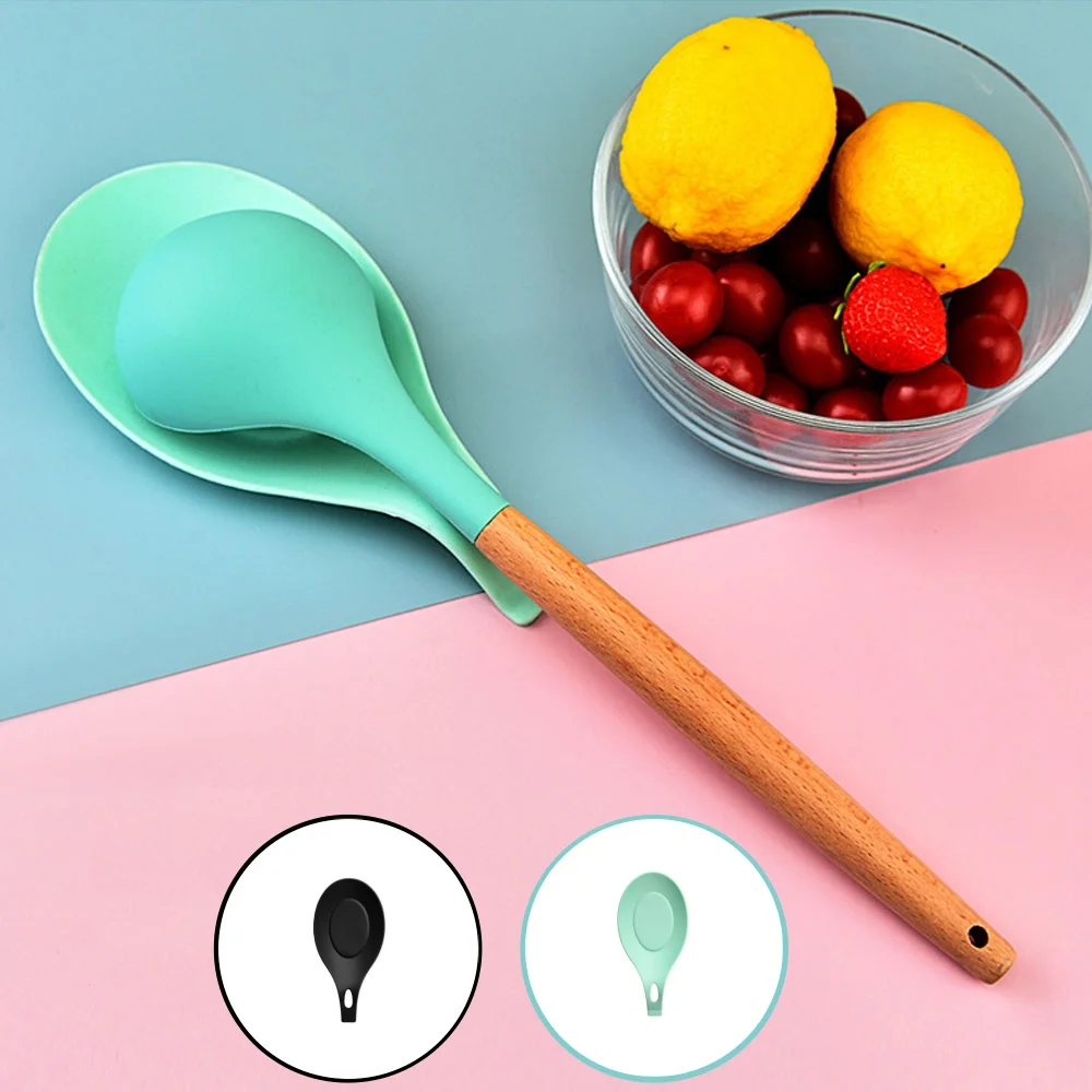 

1Pc Silicone Insulation Spoon Shelf Heat Resistant Placemat Drink Glass Coaster Tray Spoon Pad Eat Mat Pot Holder Kitchen Tool