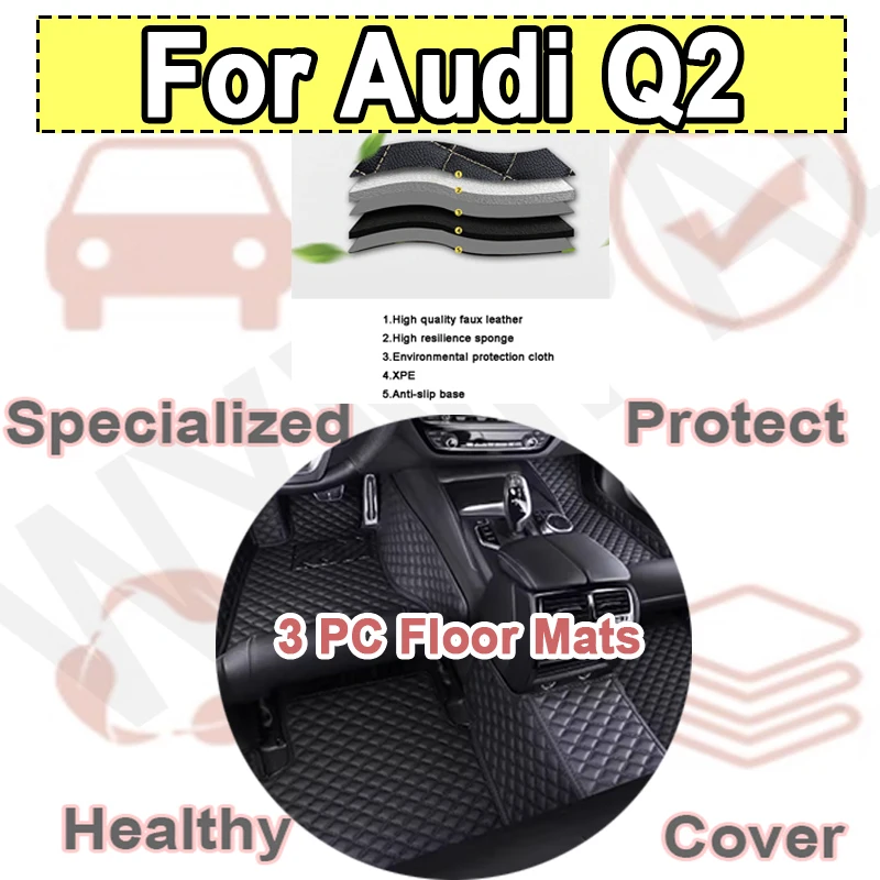 

Luxury Car Mats For Audi Q2 2017~2022 Durable Auto Floor Mat Anti Dirt Rug Carpet Luxury Leather Car Interior Accessories