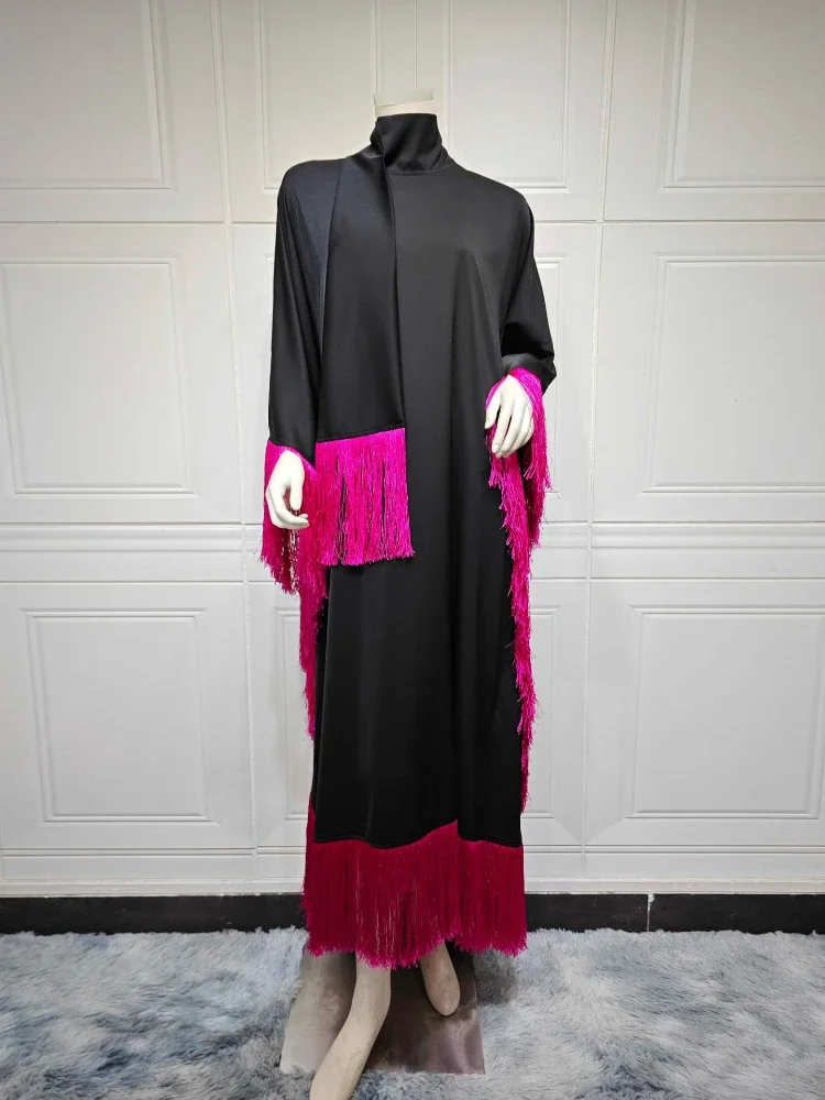 Eid Muslim Abaya for Women Party Dresses Jalabiya Tassels Kaftan Islam Vestidos Arab Long Robe Ramadan Morocco Dubai Abayas 2024