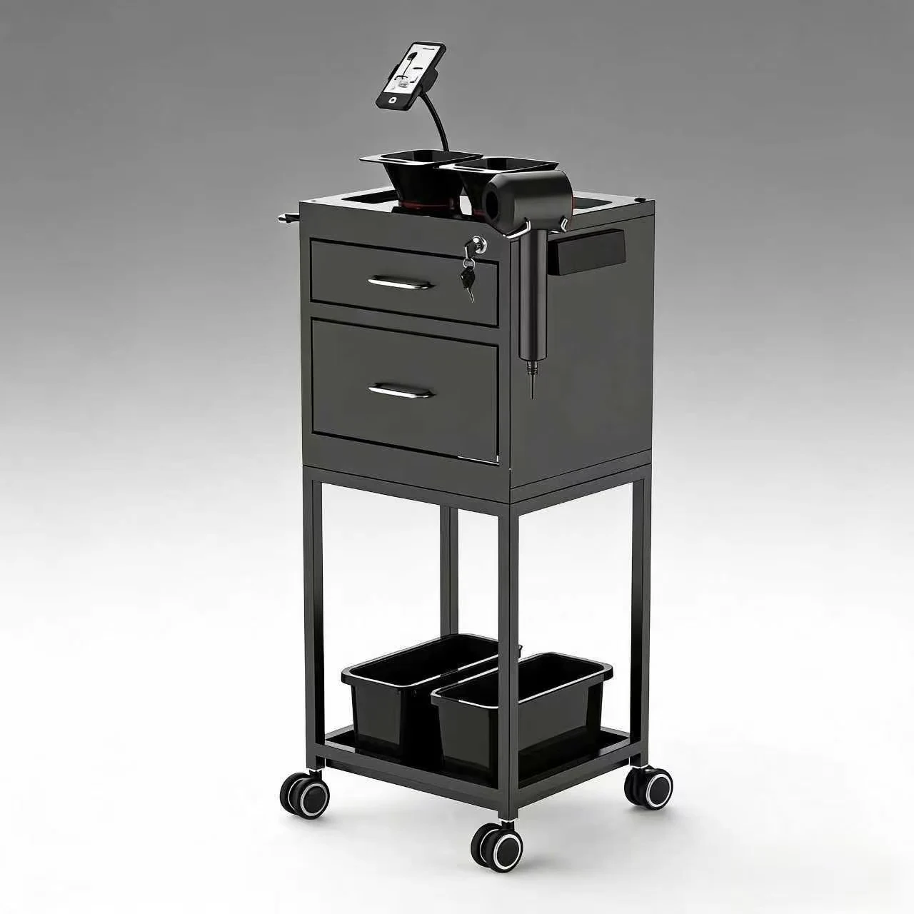 Barbershop trolley large capacity hair salon teaching and training tools multifunctional storage high-end