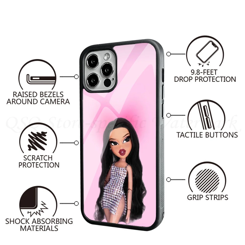 Śliczne etui na telefon z lalką Bratz, silne magnetyczne dla iPhone'a 15 14 13 Pro Max 11 12 Mini dla Magsafe