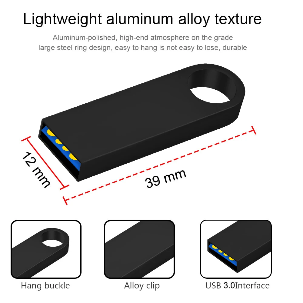 10PCS/LOT Free Custom LOGO USB Flash Drive 3.0 High Speed Pen Drive 8GB 16GB 32GB 64GB 128GB Pendrive Metal Usb Sticks with Key