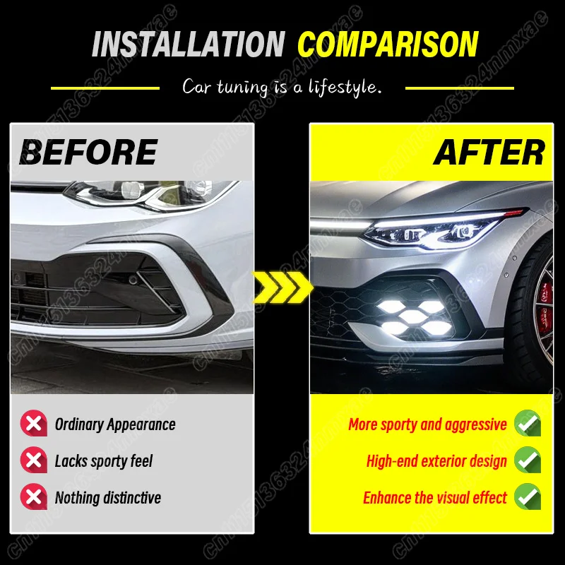 For VW Golf 8 MK8 GTI R‑Line 2021 2022 2023 2024 Car Front Air Knife Premium Exterior Body Decoration Modification Kit